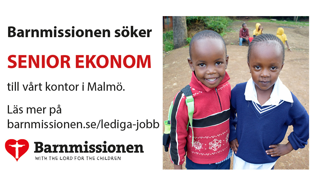 Annons om Senior Ekonom med bild på två barn.